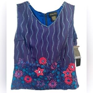 NWT Chaudry Embroidered/Beaded Top Size Large